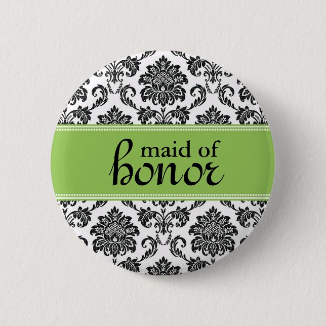 Maid of Honor Damask Button (Front)