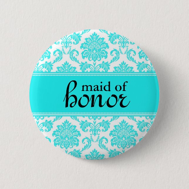 Maid of Honor Damask Button (Front)