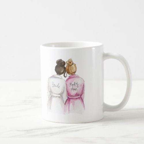 Maid of Honor Dark Br Bun Bride Dk Bl Bun Maid Coffee Mug