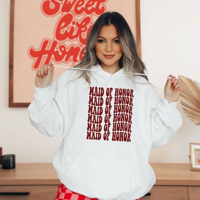 Maid of Honor Dark Red Matching Bridal Party Hoodie (Creator Uploaded)