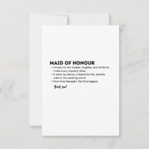 Maid of Honor Definition Card – Funny & Heartfelt