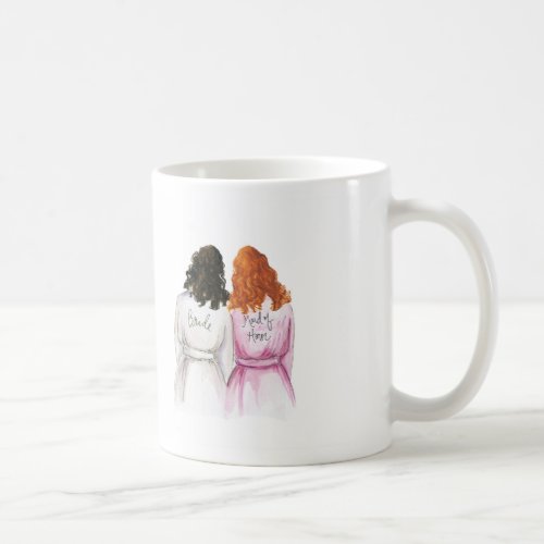 Maid of Honor Dk Br Curls Bride Red Curls Maid Coffee Mug