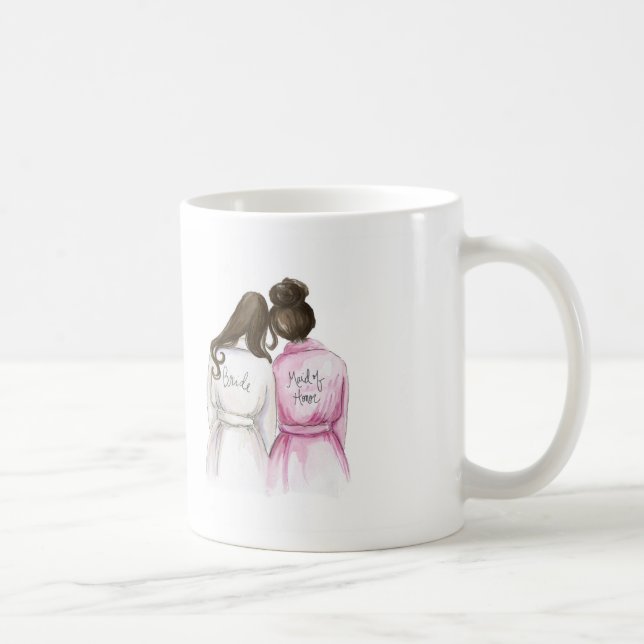 Maid of Honor? Dk Br Long Bride Br Bun Maid Coffee Mug (Right)