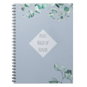 Maid of Honor Dusty Blue Eucalyptus Personalized Notebook