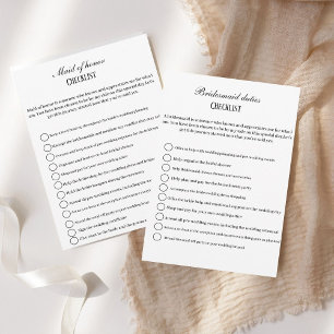 Maid of honor duties checklist, party info invitation