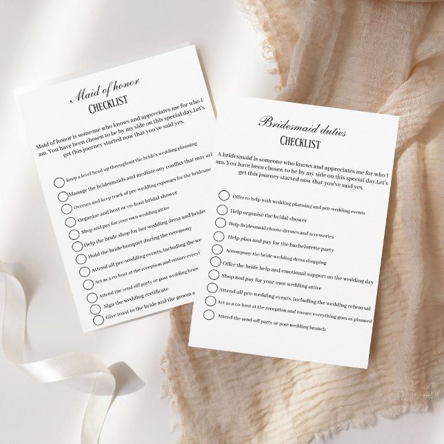 Maid of honor  duties checklist, party info  invitation (Creator Uploaded)
