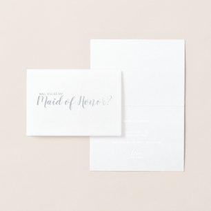 Maid of Honor Elegant Silver Foil Card