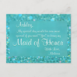 Maid of Honor - Emerald Green Invitation Postcard