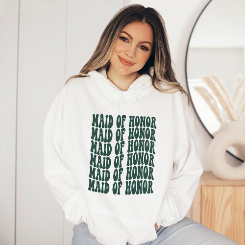 Maid of Honor Emerald Green Matching Bridal Party Hoodie
