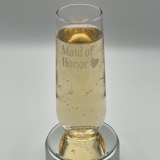 Maid Of Honor Etched Stemless Champagne Flute (Front)