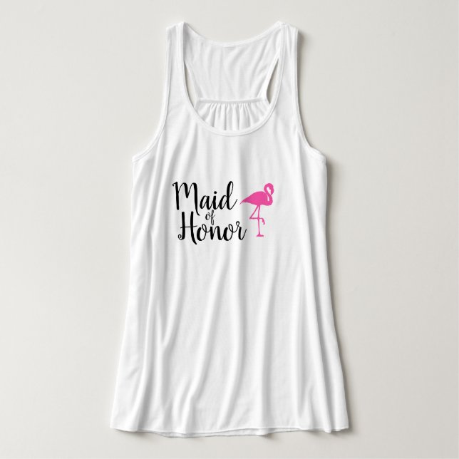 "Maid of Honor"  Flamingo Wedding Tank Top (Design Front)