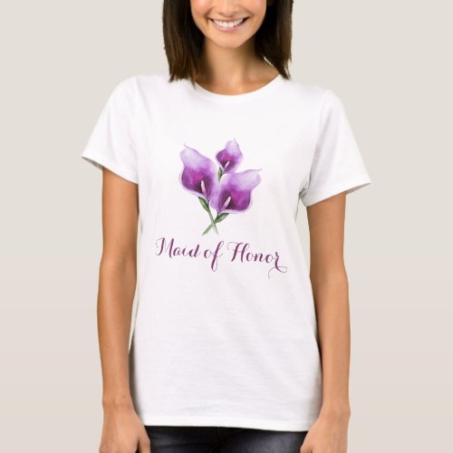 Maid of Honor Floral Purple Calla Lily T_Shirt