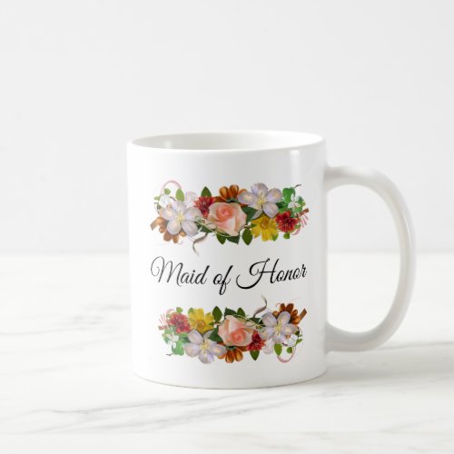Maid of Honor Floral Rose Bouquet Mug
