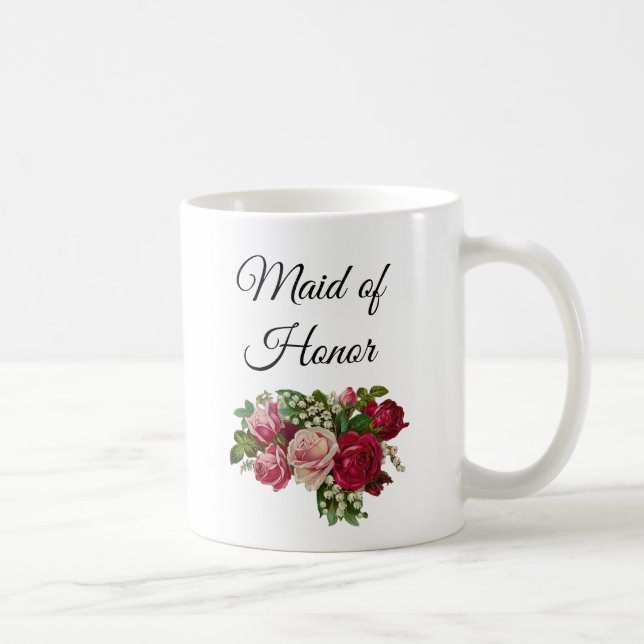 Maid of Honor Floral Roses Bouquet Mug (Right)