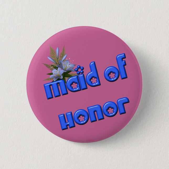 Maid Of Honor Flower Bouquet Cute Pinback Button (Front)