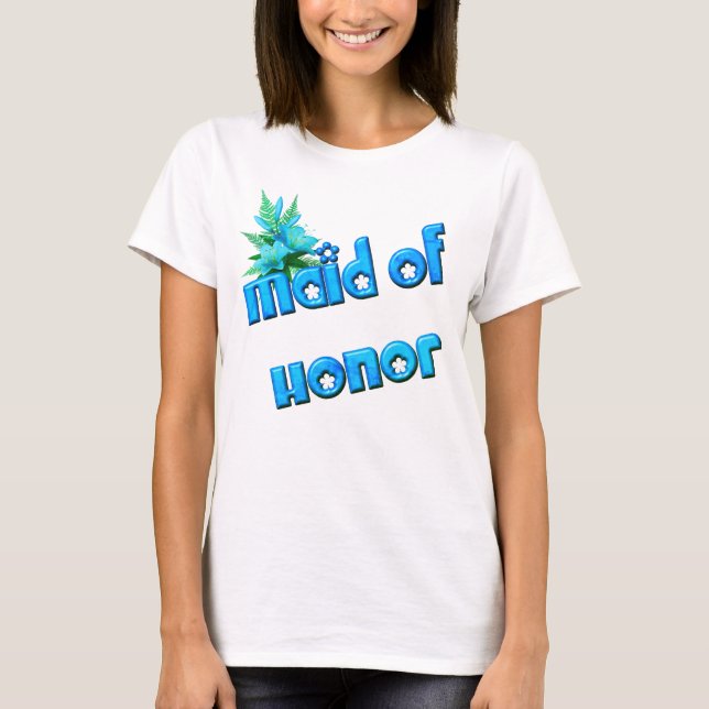 Maid Of Honor Flower Bouquet Cute Wedding Party  T-Shirt (Front)