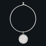 Maid of Honor Gift Bangle Bracelet Pink Silver<br><div class="desc">These bracelets are designed to give as favors to the Maid of Honor in your wedding party. Designed to coordinate with our Pink & Gray Elegant Wedding Suite, they feature a simple yet elegant design with a white background, Pink & Gray, and a silver faux foil floral border. Perfect way...</div>