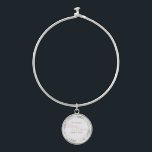Maid of Honor Gift Bangle Bracelet Pink Silver<br><div class="desc">These bracelets are designed to give as favors to the Maid of Honor in your wedding party. Designed to coordinate with our Pink & Gray Elegant Wedding Suite, they feature a simple yet elegant design with a white background, Pink & Gray, and a silver faux foil floral border. Perfect way...</div>