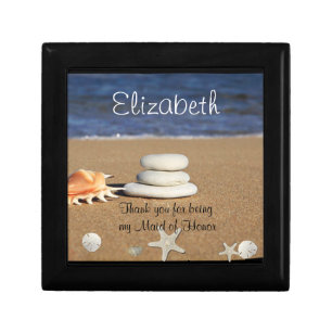 Maid of Honor Gift Box, Beach, Shells, Sand Dollar Jewelry Box
