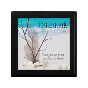 Maid of Honor Gift Box, Beach ,Shells,Sand Dollar Jewelry Box