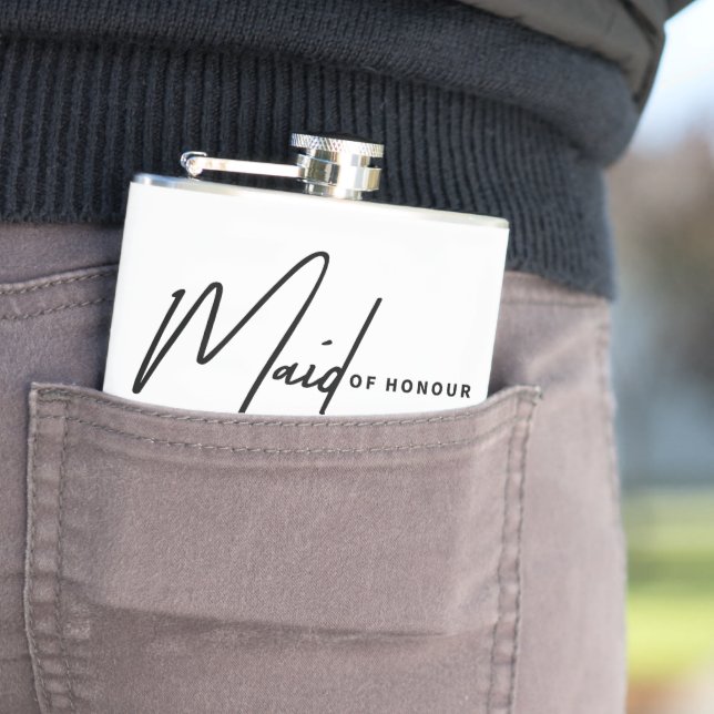 Maid of Honor” Gift–Bridal Wedding Party Flask (In Situ)