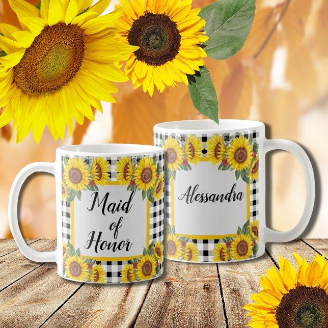 Maid of Honor Gift Personalized Sunflowers Mug (Creator Uploaded)