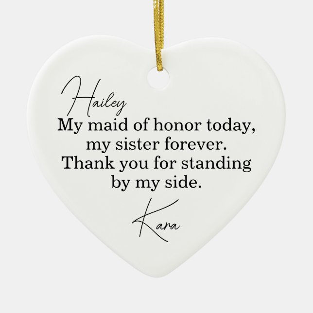 Maid of Honor Gift - Personalized Wedding Ornament (Front)