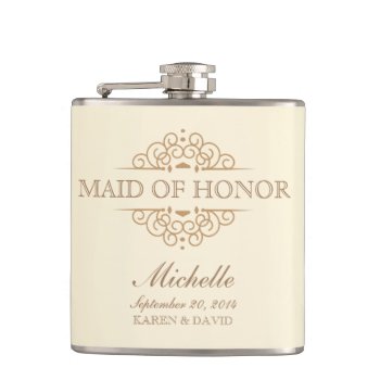 Maid Of Honor Gift Vintage Wedding Party Flask by weddingtrendy at Zazzle