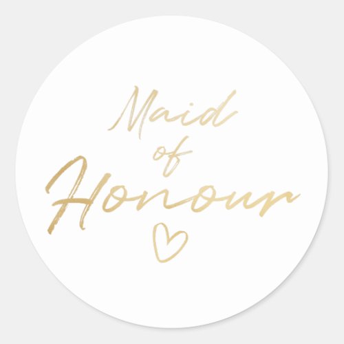 Maid of Honor _ Gold faux foil sticker