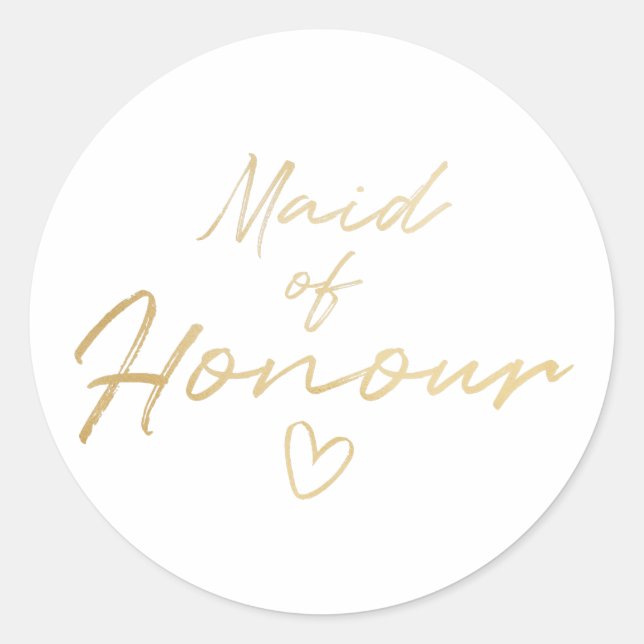 Maid of Honor - Gold faux foil sticker (Front)