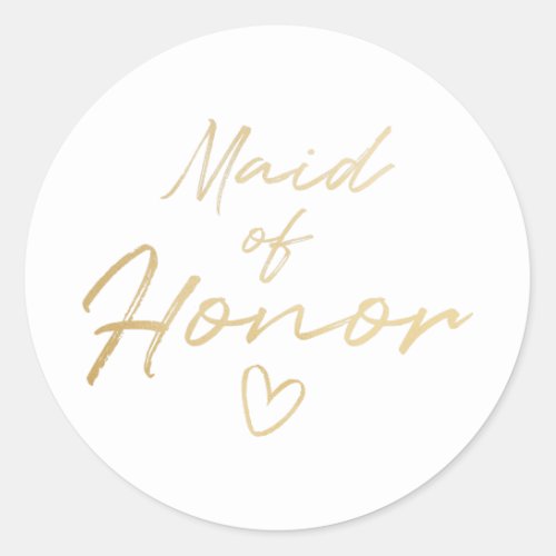 Maid of Honor _ Gold faux foil sticker