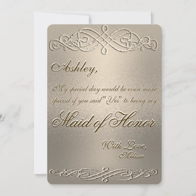 Maid of Honor | Gold Shimmer Invitation (Front)