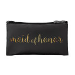 maid of honor golden Makeup Bag at Zazzle