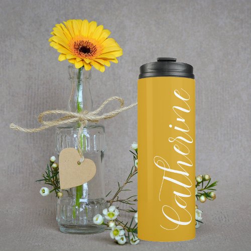 Maid of Honor Golden Yellow Stylized Name Thermal Tumbler
