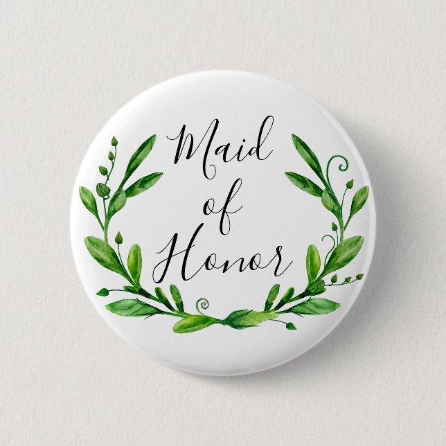 Maid of honor. Green leaves. Summer wedding garden Button (Front)