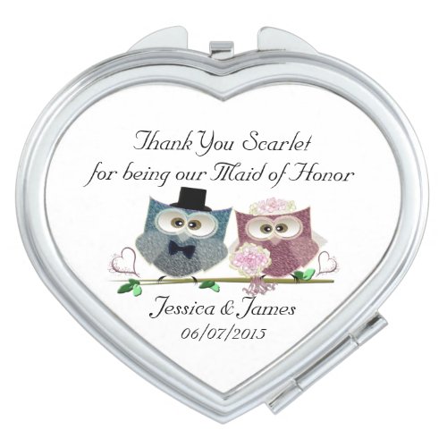 Maid of Honor Heart Compact Mirror Favor Gift