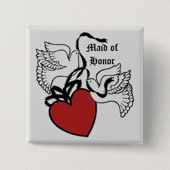 Maid Of Honor Heart Doves Button (Front)