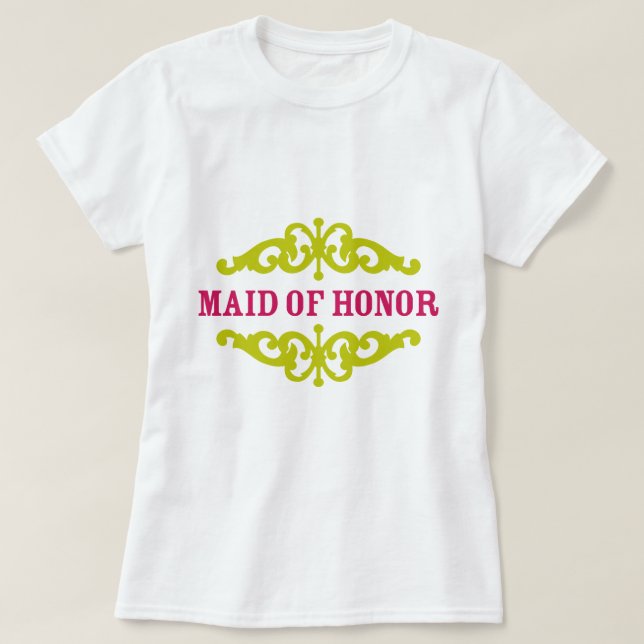 Maid of Honor (Hot Pink & Chartreuse) T-Shirt (Design Front)