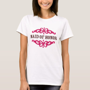 Maid of Honor (Hot Pink & Chocolate Brown) T-Shirt