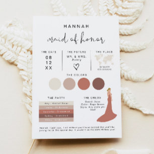 Maid of Honor Info Card, Bridal Party Proposal Invitation