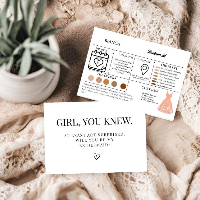  Maid of honor info card bridal proposal Card (Creator Uploaded)