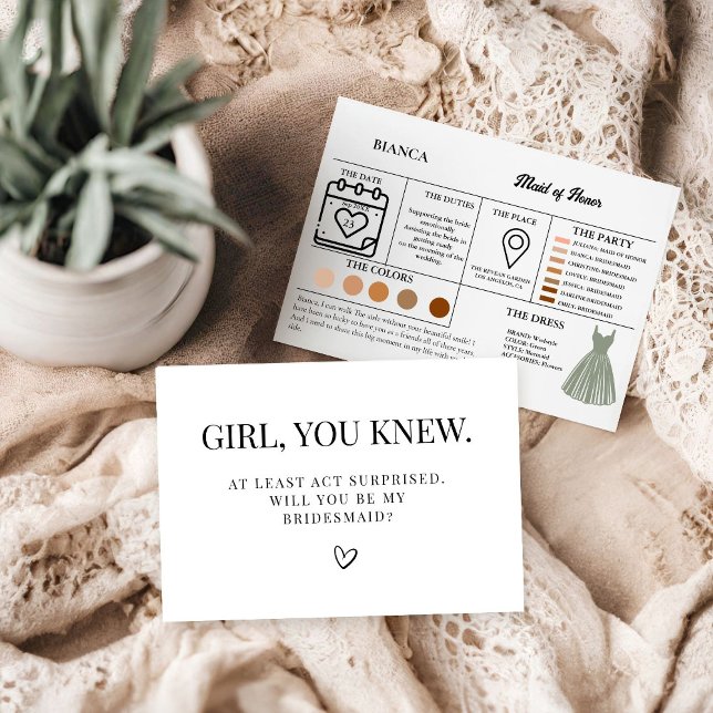 Maid of honor info card bridal proposal Card (Creator Uploaded)