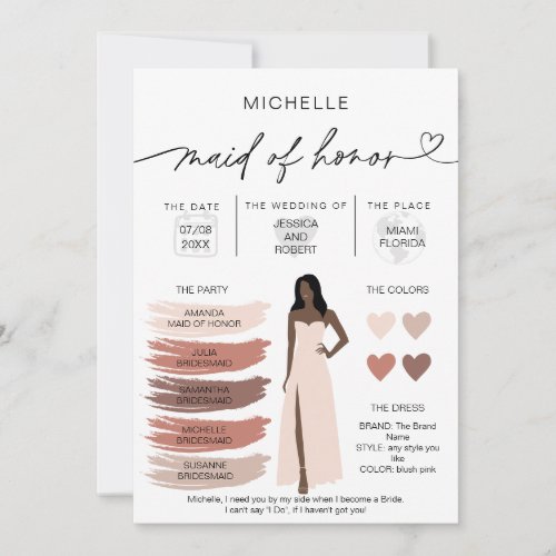 Maid of Honor Info Card Color Palette Infographic