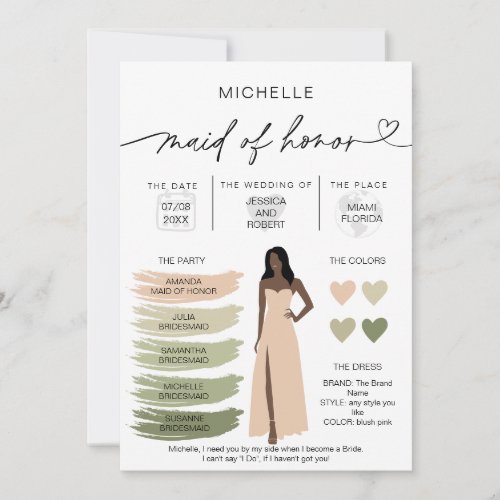 Maid of Honor Info Sage Color Palette Infographic