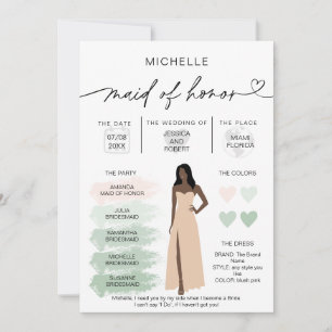 Maid of Honor Info Sage Color Palette Infographic  Invitation