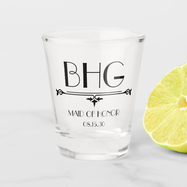 Maid of Honor Initials Shot Glass (Front)