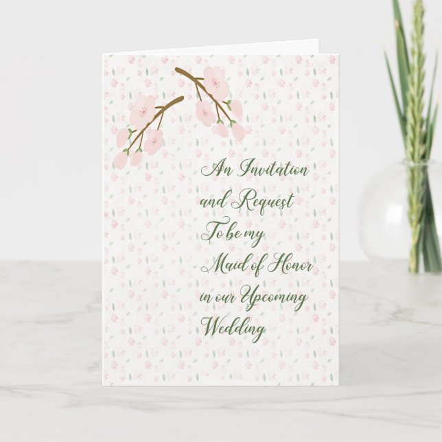Maid of Honor Invitation Pink Flowers (Front)