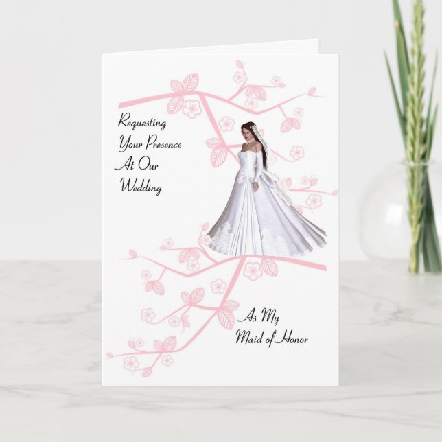 Maid of Honor Invitation with Cherry Blossoms (Front)