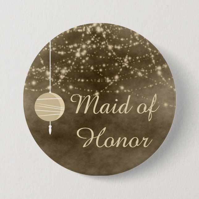 Maid of Honor Ivory Lanterns Pinback Button (Front)
