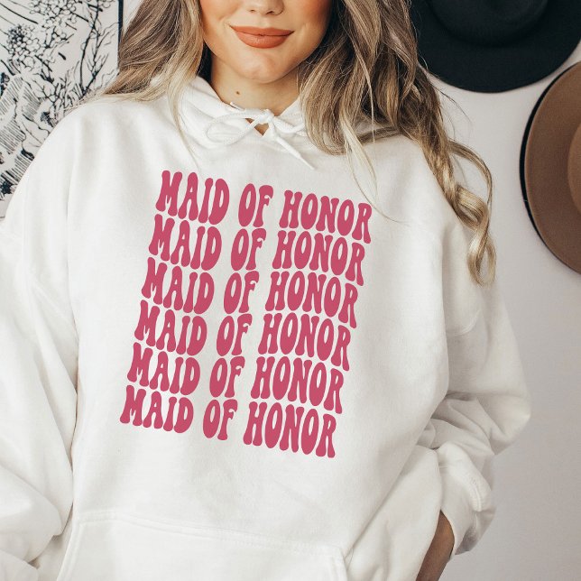 Maid of Honor Magenta Pink Matching Bridal Party Hoodie (Creator Uploaded)